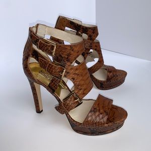 Michael Kors brown snakeskin heels